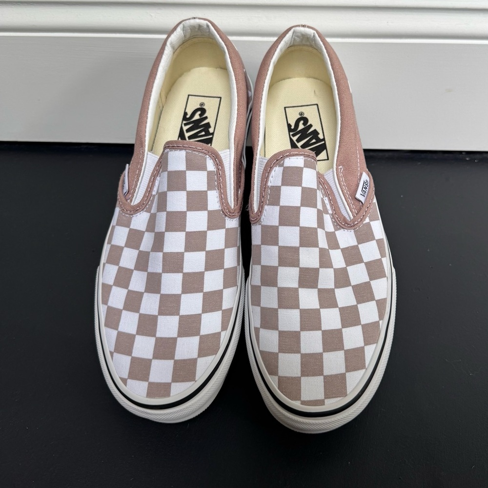 Vans taupe and White Checkered Slip-Ons - Picture 3 of 6